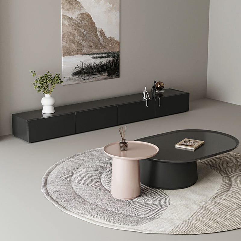 Elliptical Pedestal Coffee Table Set Modern 47.2" W Cocktail Table