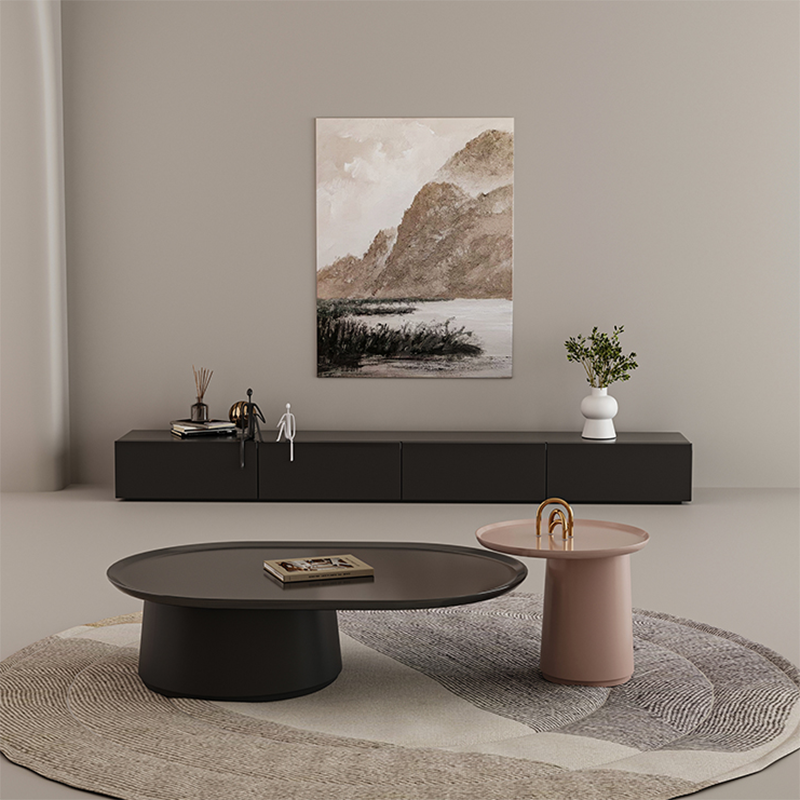 Elliptical Pedestal Coffee Table Set Modern 47.2" W Cocktail Table