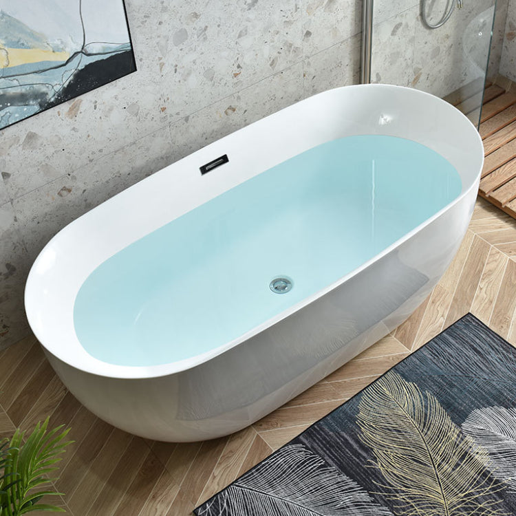 Freestanding Acrylic Bath White Oval Modern Back to Wall Bathtub