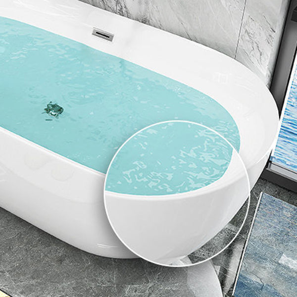 Freestanding Acrylic Bath White Oval Modern Back to Wall Bathtub