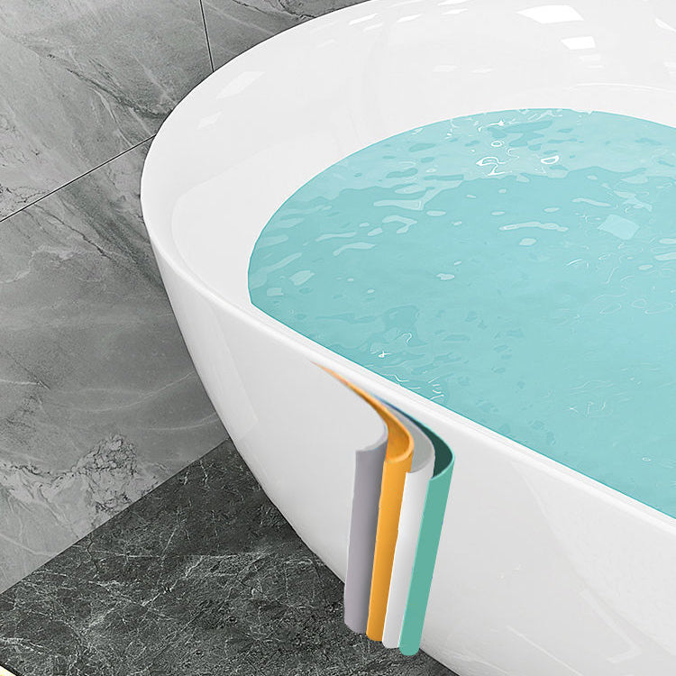 Freestanding Acrylic Bath White Oval Modern Back to Wall Bathtub