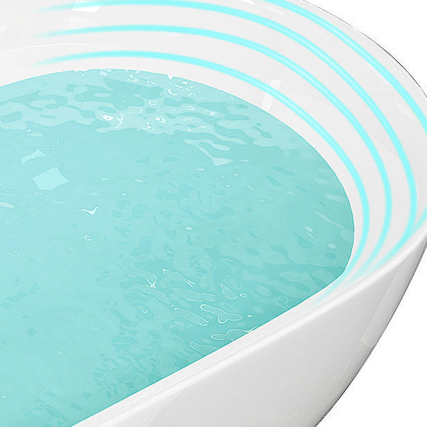 Freestanding Acrylic Bath White Oval Modern Back to Wall Bathtub