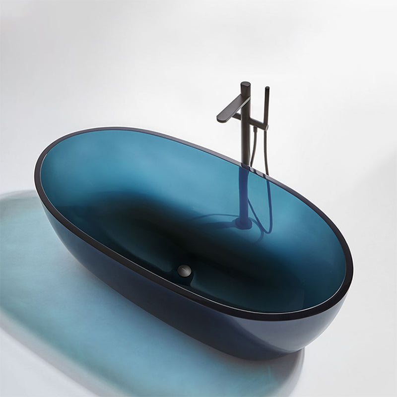 Acrylic Oval Freestanding Bath Modern 22.04-inch Tall Soaking Bathtub