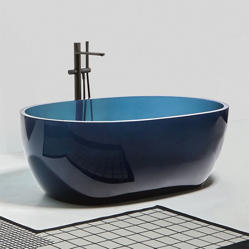 Acrylic Oval Freestanding Bath Modern 22.04-inch Tall Soaking Bathtub