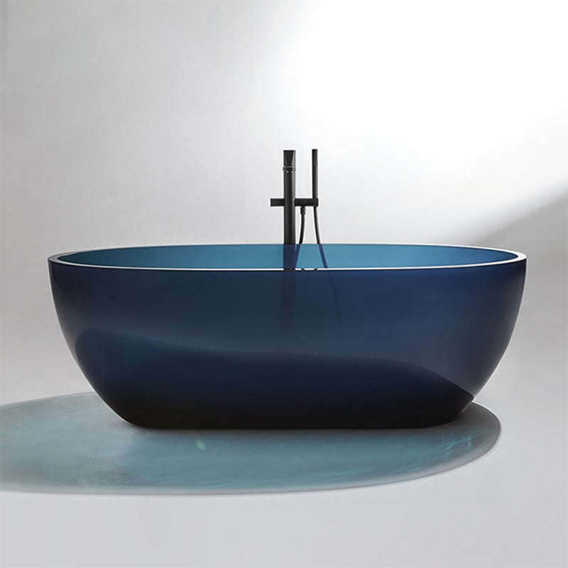 Acrylic Oval Freestanding Bath Modern 22.04-inch Tall Soaking Bathtub