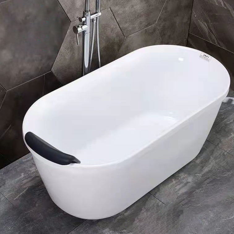 Freestanding Soaking Bath Back to Wall Modern White Bathtub With Faucet