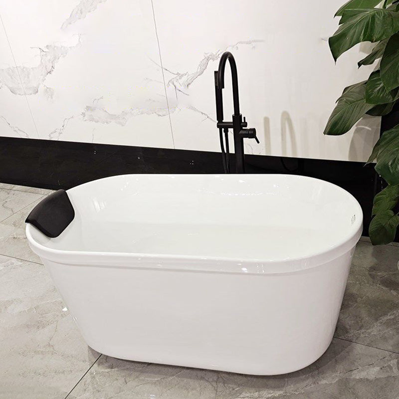Freestanding Soaking Bath Back to Wall Modern White Bathtub With Faucet