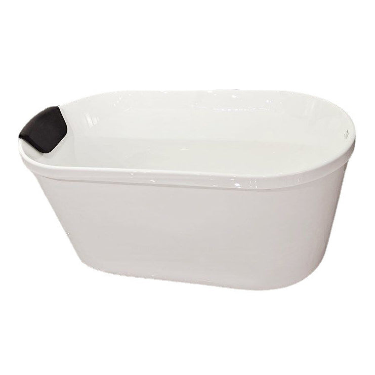 Freestanding Soaking Bath Back to Wall Modern White Bathtub With Faucet
