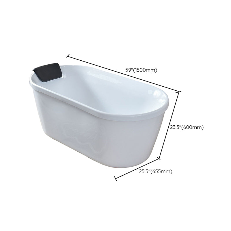 Freestanding Soaking Bath Back to Wall Modern White Bathtub With Faucet