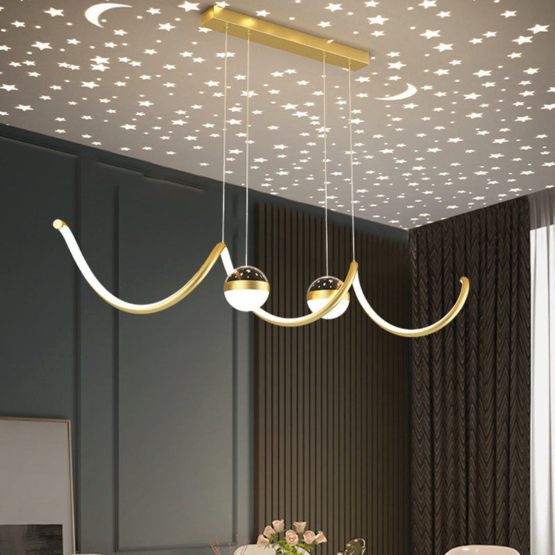 3-Light Modernism Ceiling Light Golden/Black LED Kitchen Island Lighting for Foyer