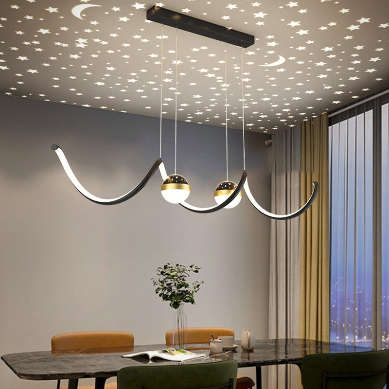 3-Light Modernism Ceiling Light Golden/Black LED Kitchen Island Lighting for Foyer