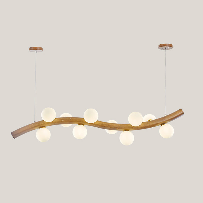 Modernism 6/8/10-Light Kitchen Island Lighting Wooden Island Pendant Lighting in Beige