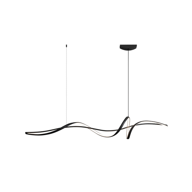 Black LED Island Hanging Lamp Strip Shape Island Lamp with Acrylic Shade for Dining Room