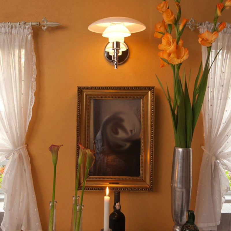 Modern Simple White Wall Light Dome Shape Iron Wall Lamp for Living Room