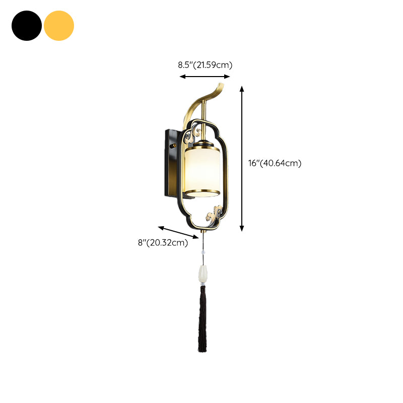 Modern Simple Wall Light Cylinder Shape Wall Lamp with Glass Shade for Living Room