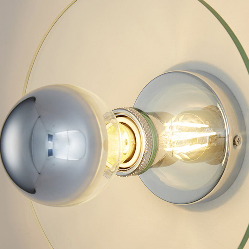 Nordic Style Wall Light Round Shape Wall Lamp with Iron Base for Bedroom