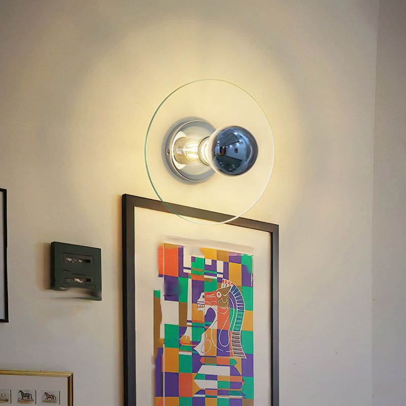 Nordic Style Wall Light Round Shape Wall Lamp with Iron Base for Bedroom