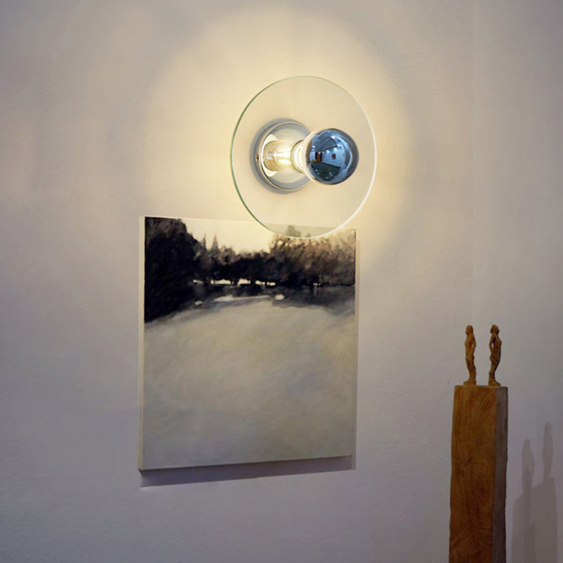 Nordic Style Wall Light Round Shape Wall Lamp with Iron Base for Bedroom