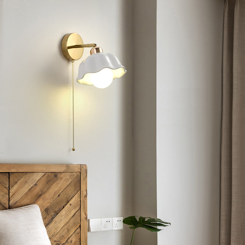 Nordic Style Iron Wall Light Dome Shape Adjustable Wall Lamp for Bedroom