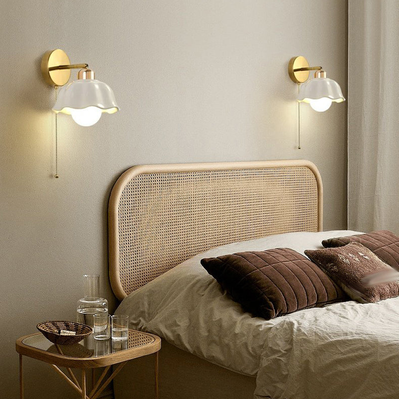Nordic Style Iron Wall Light Dome Shape Adjustable Wall Lamp for Bedroom