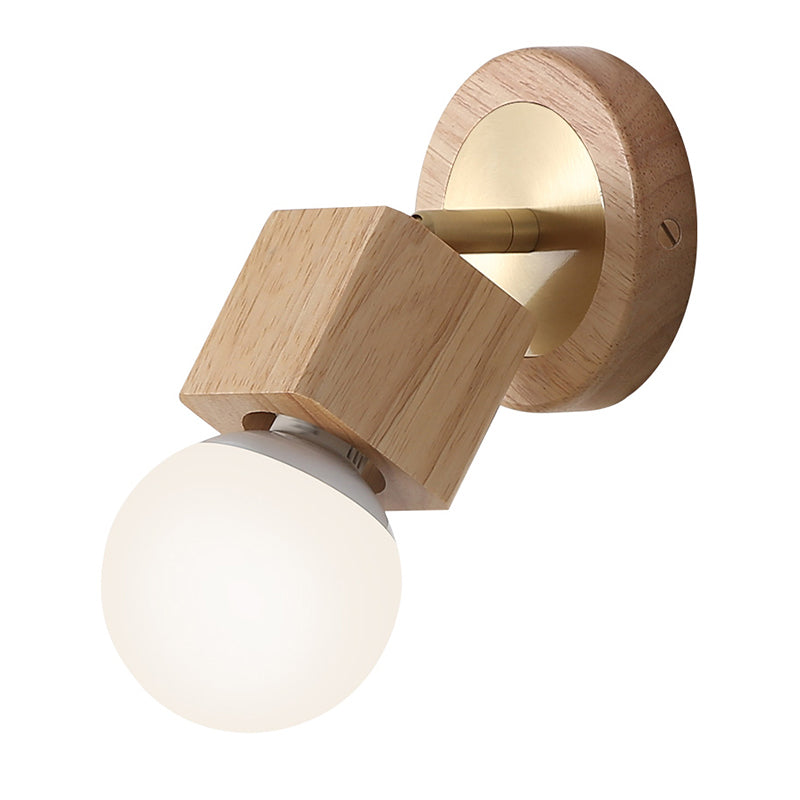 Nordic Style Wooden Wall Light Rectangle Shape Wall Lamp for Living Room