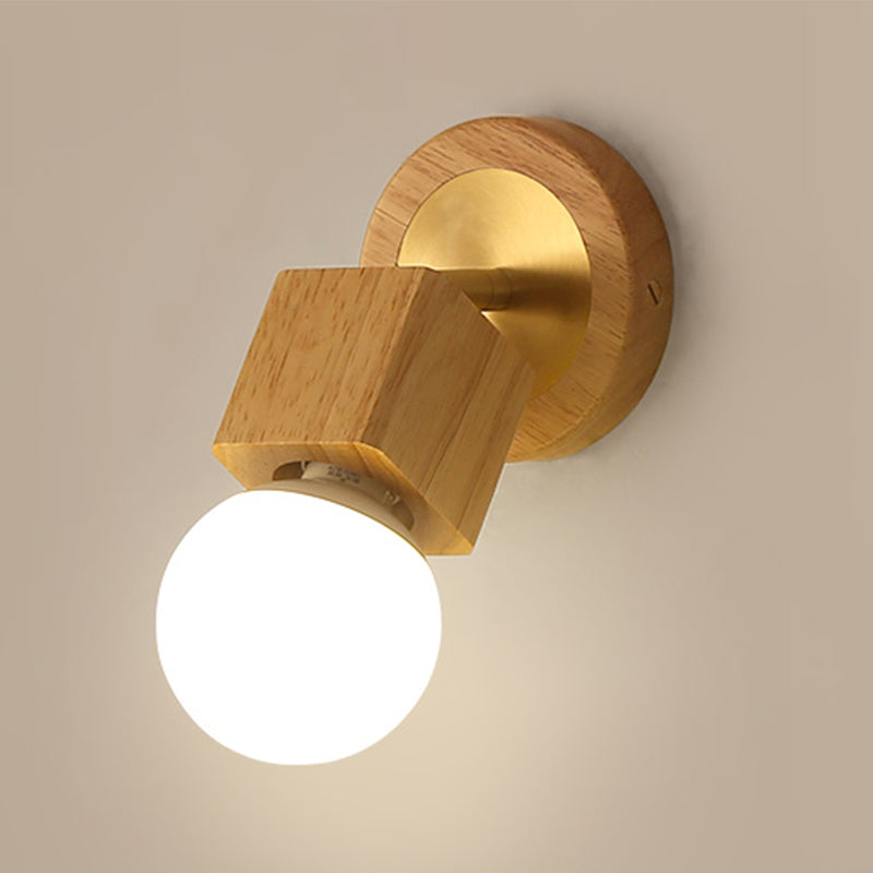 Nordic Style Wooden Wall Light Rectangle Shape Wall Lamp for Living Room