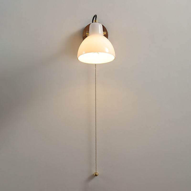 Japanese Style Wall Light Dome Shape Wall Lamp with Glass Shade for Living Room