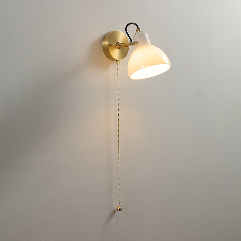 Japanese Style Wall Light Dome Shape Wall Lamp with Glass Shade for Living Room