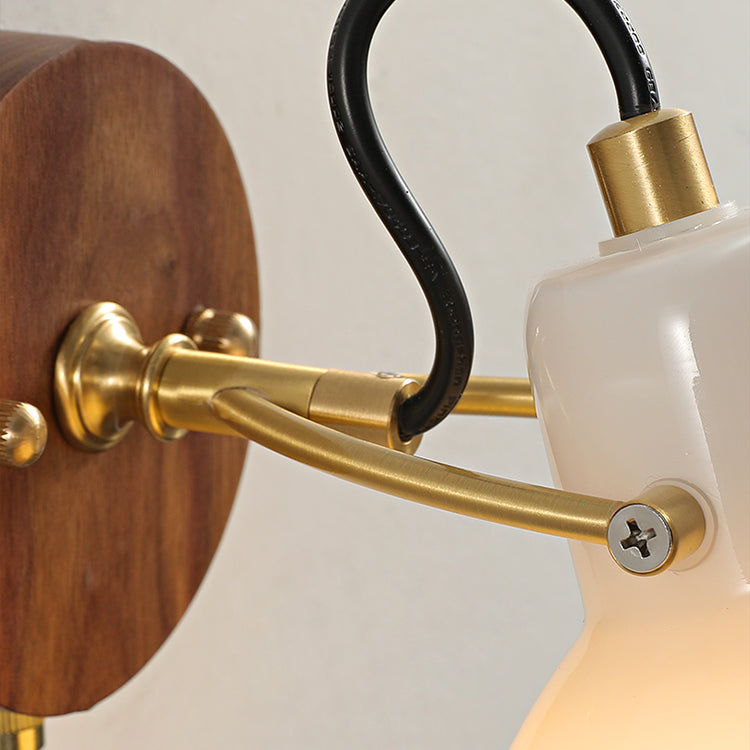 Japanese Style Wall Light Dome Shape Wall Lamp with Glass Shade for Living Room