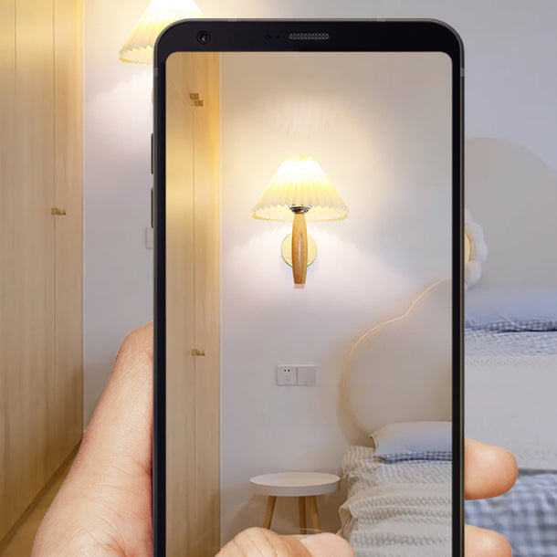 Japanese Style Wooden Wall Light Cone Shape Wall Lamp for Living Room