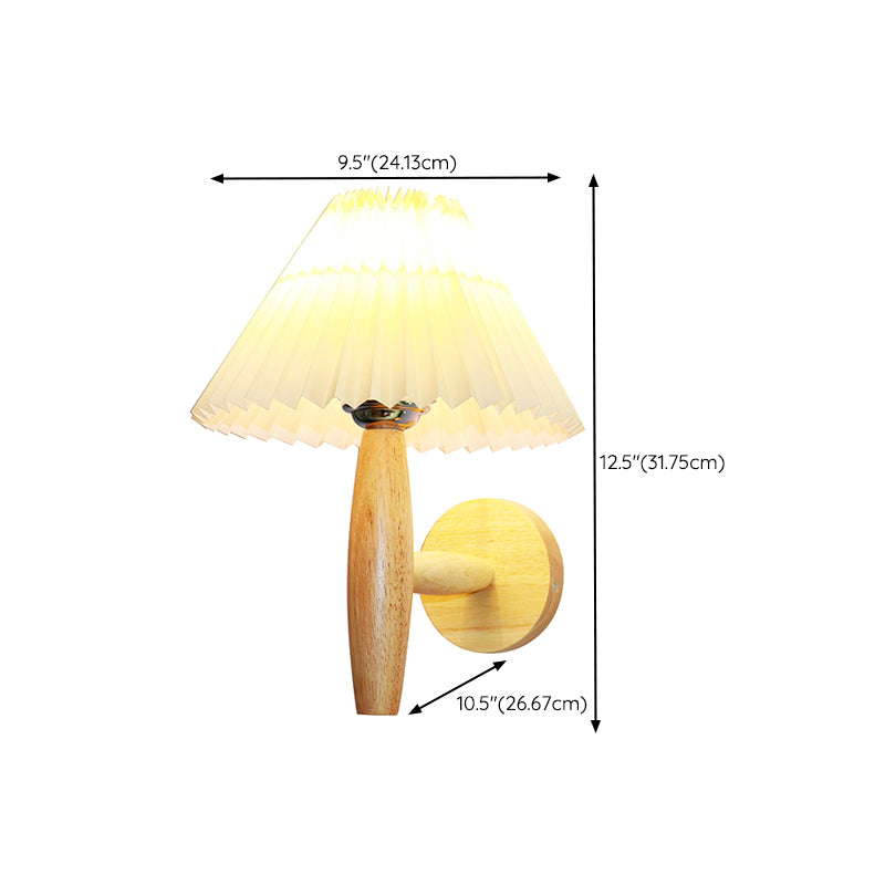Japanese Style Wooden Wall Light Cone Shape Wall Lamp for Living Room