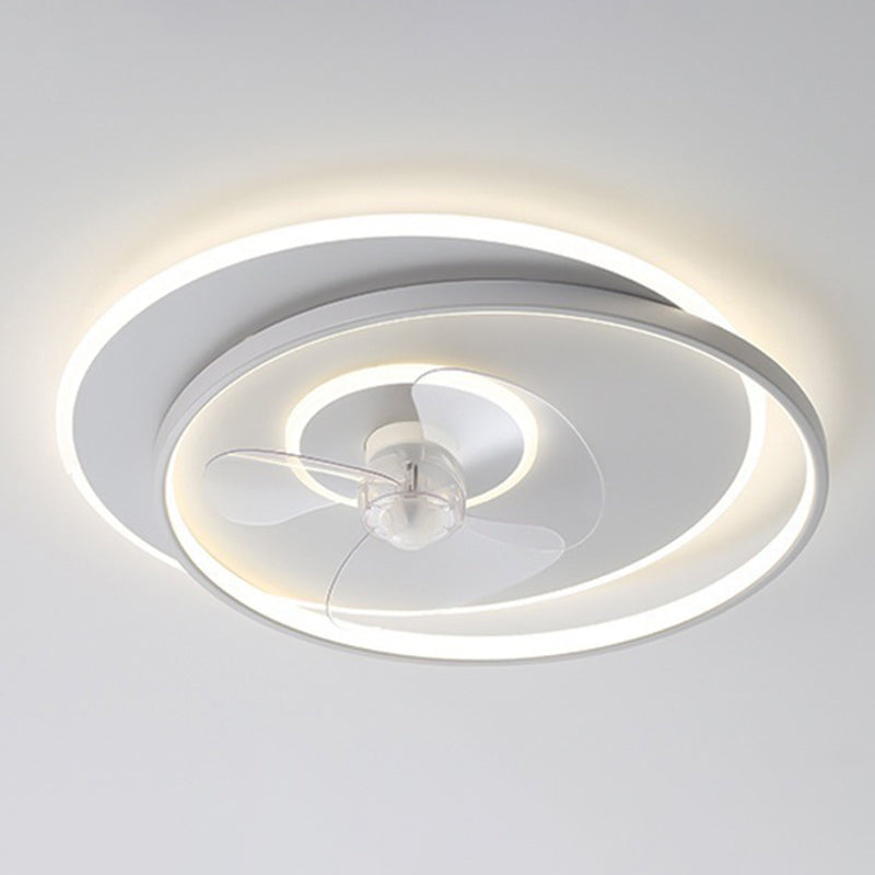 3-Blade Contemporary Ceiling Fan White/Black Fan with Light for Living Room