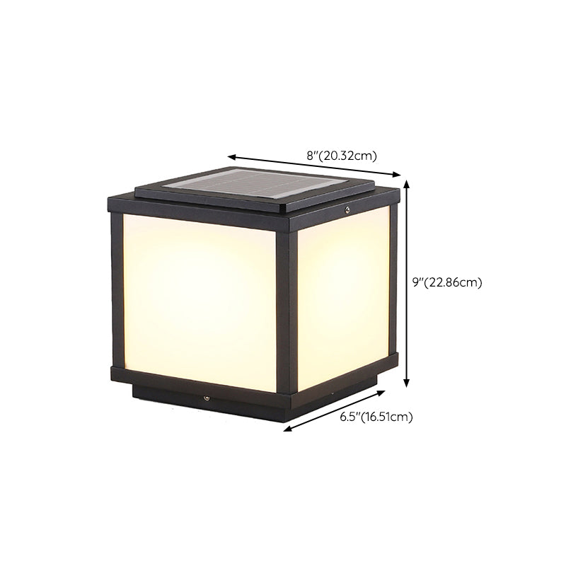 Modern LED Pillar Light Geometric Solar Lighting Fixture for Garden