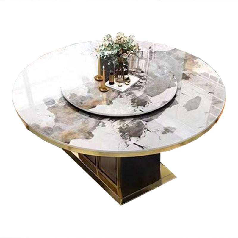 Sintered Stone Dining Table Convertible Pedestal Dining Table for Kitchen