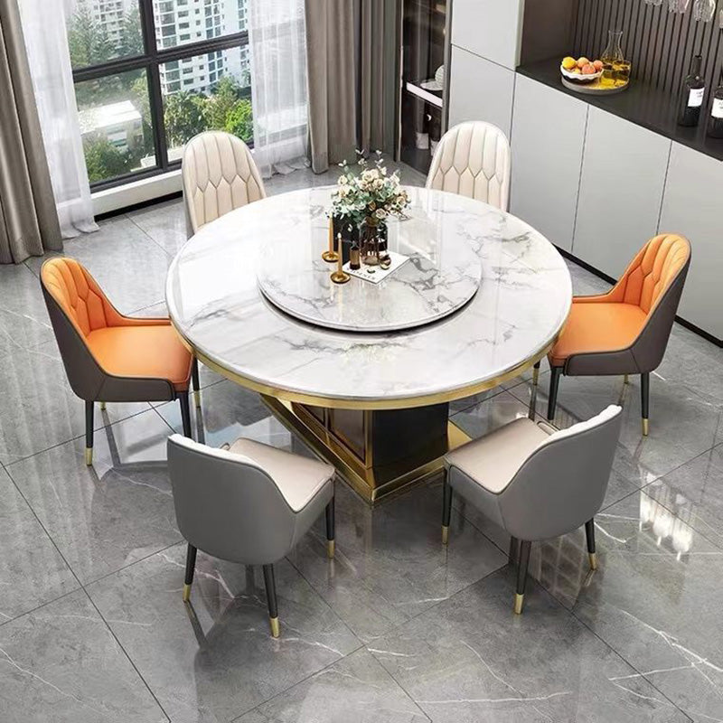 Sintered Stone Dining Table Convertible Pedestal Dining Table for Kitchen