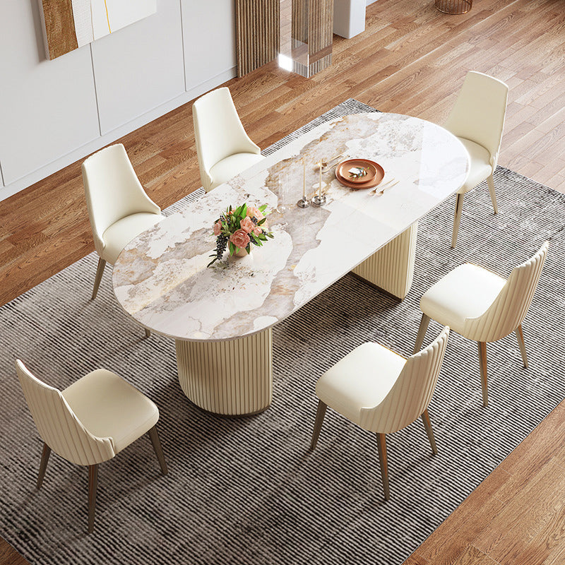 Dining Room Dinner Kitchen Table Simple Pedestal Stone Dining Table