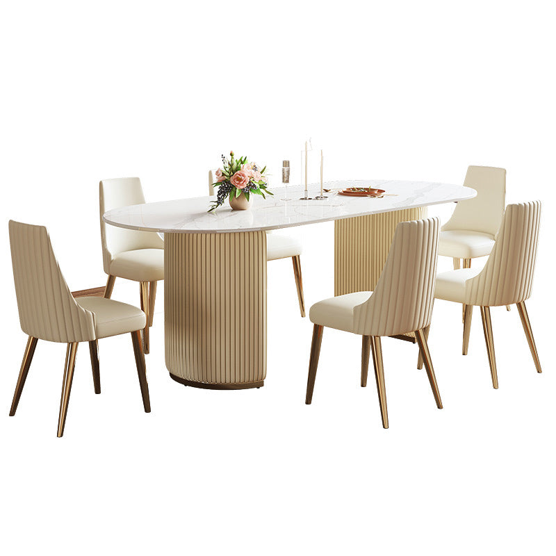 Dining Room Dinner Kitchen Table Simple Pedestal Stone Dining Table