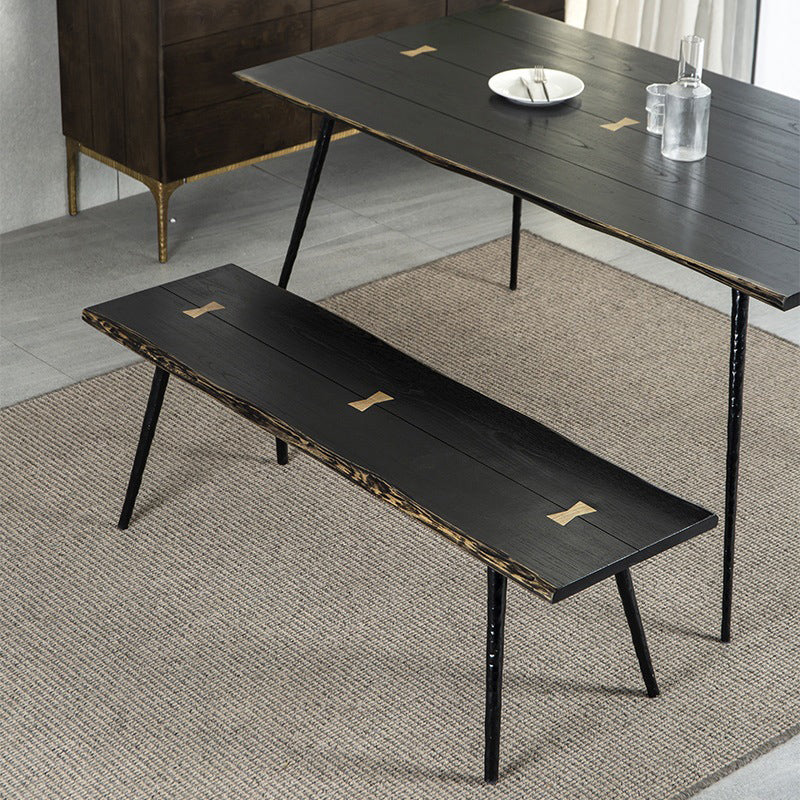 Dining Room Dinner Kitchen Table Black Frame Solid Wood Dining Table