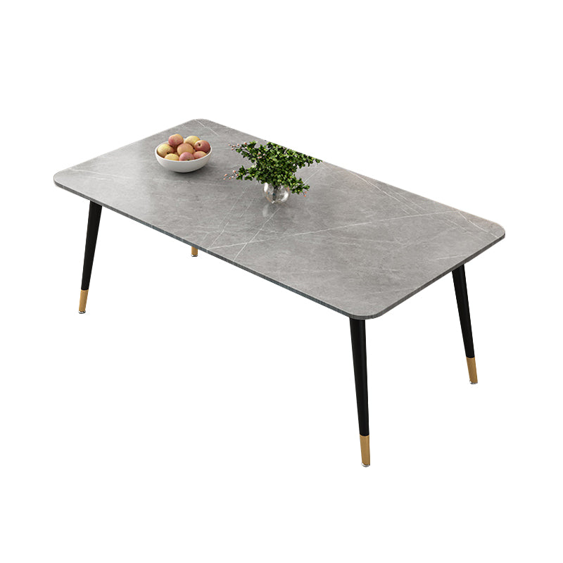 Glam Style Rectangle Dining Table Stone Top Dining Table for Kitchen Use