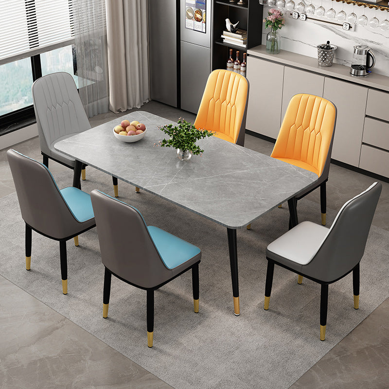Glam Style Rectangle Dining Table Stone Top Dining Table for Kitchen Use