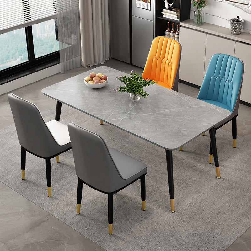 Glam Style Rectangle Dining Table Stone Top Dining Table for Kitchen Use