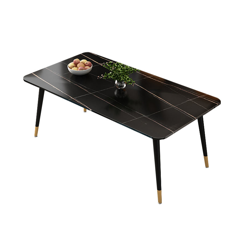 Glam Style Rectangle Dining Table Stone Top Dining Table for Kitchen Use