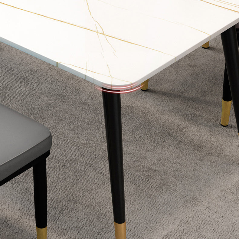 Glam Style Rectangle Dining Table Stone Top Dining Table for Kitchen Use