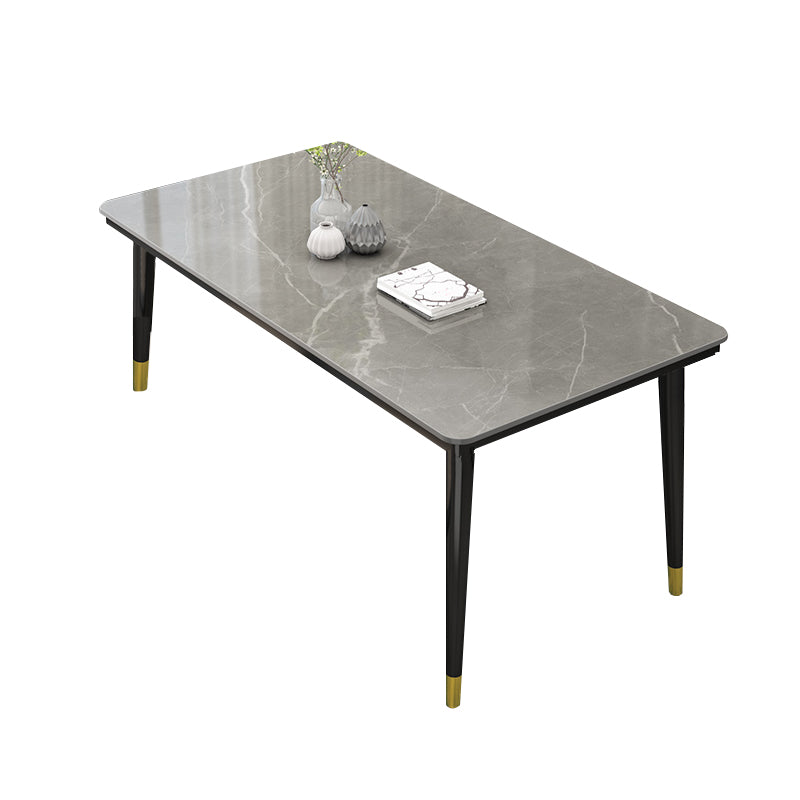 Rectangle Stone Top Dining Table Glam Style Kitchen Dining Table with 4 Legs