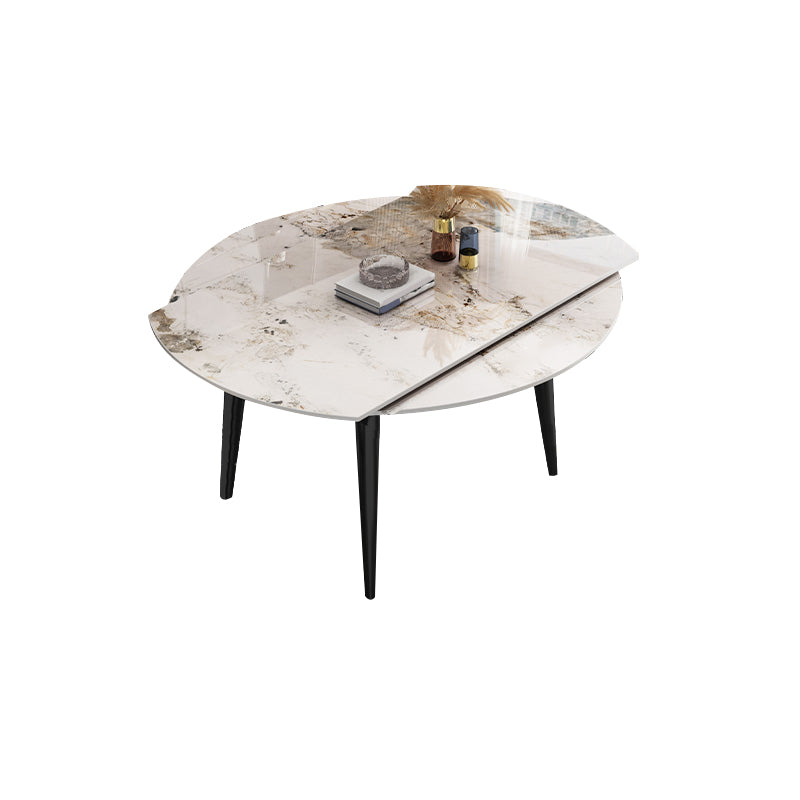 Glam Style Dining Table Stone Top Butterfly Leaf Dining Table