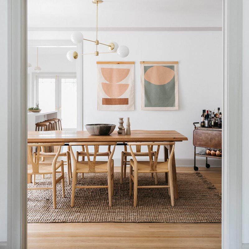 Rectangle Tripod Dinner Table Dining Room Solid Wood Dining Table