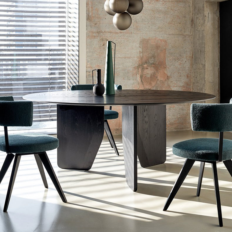 Dinner Kitchen Table Dining Room Round Wood Dining Table in Black