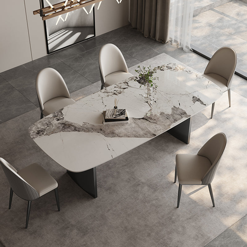 Glossy White Modern Dining Table Set 1/4/5/6 Pcs Dinette Set with Faux Leather Chairs