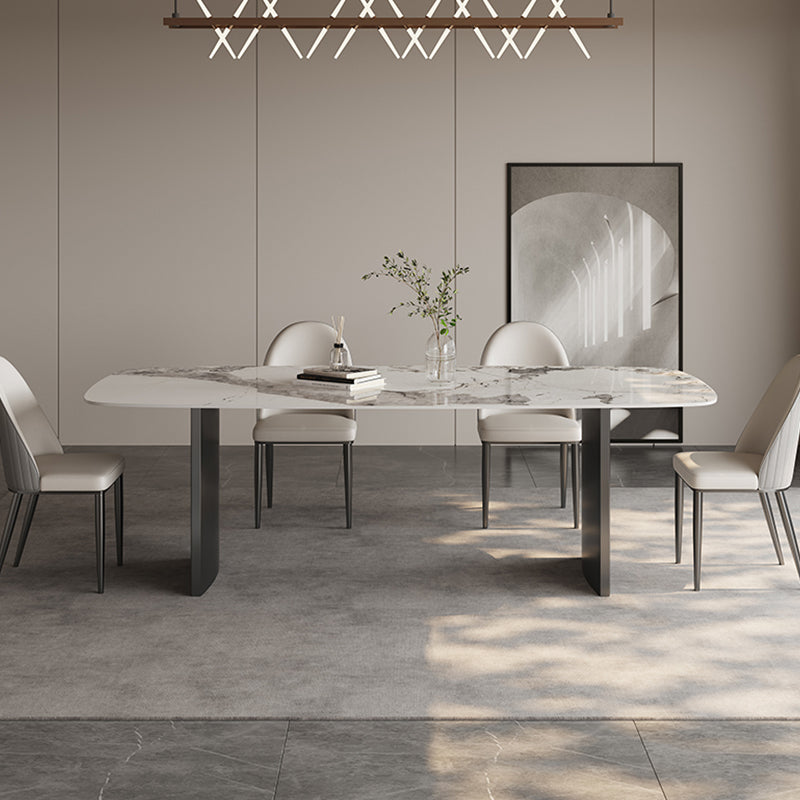 Glossy White Modern Dining Table Set 1/4/5/6 Pcs Dinette Set with Faux Leather Chairs