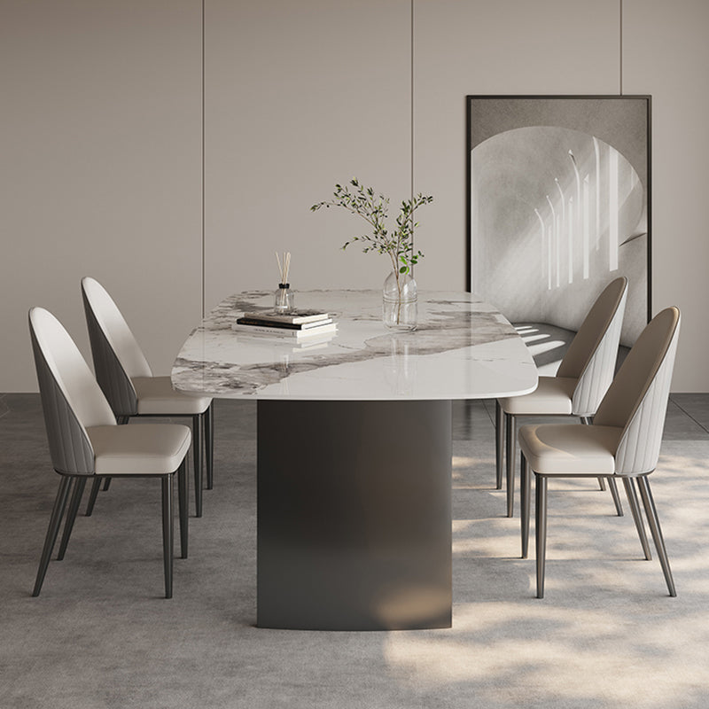 Glossy White Modern Dining Table Set 1/4/5/6 Pcs Dinette Set with Faux Leather Chairs